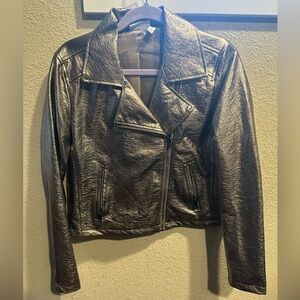 Willow Metallic Faux Leather Moto Jacket